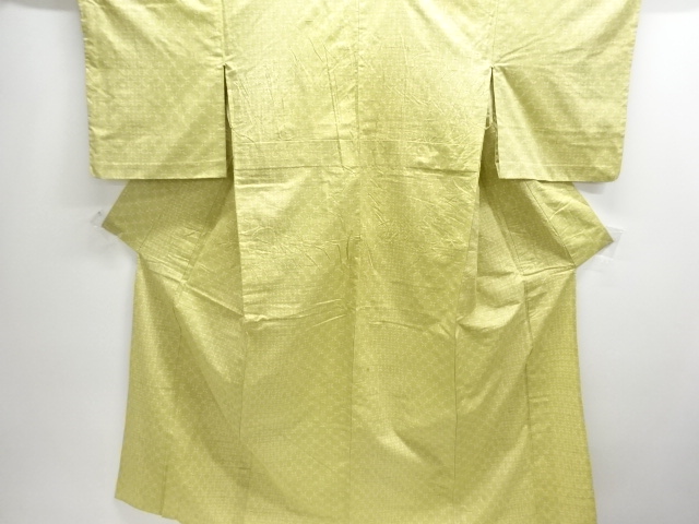 JAPANESE KIMONO / ANTIQUE HITOE TSUMUGI / WOVEN ABSTRACT PATTERN